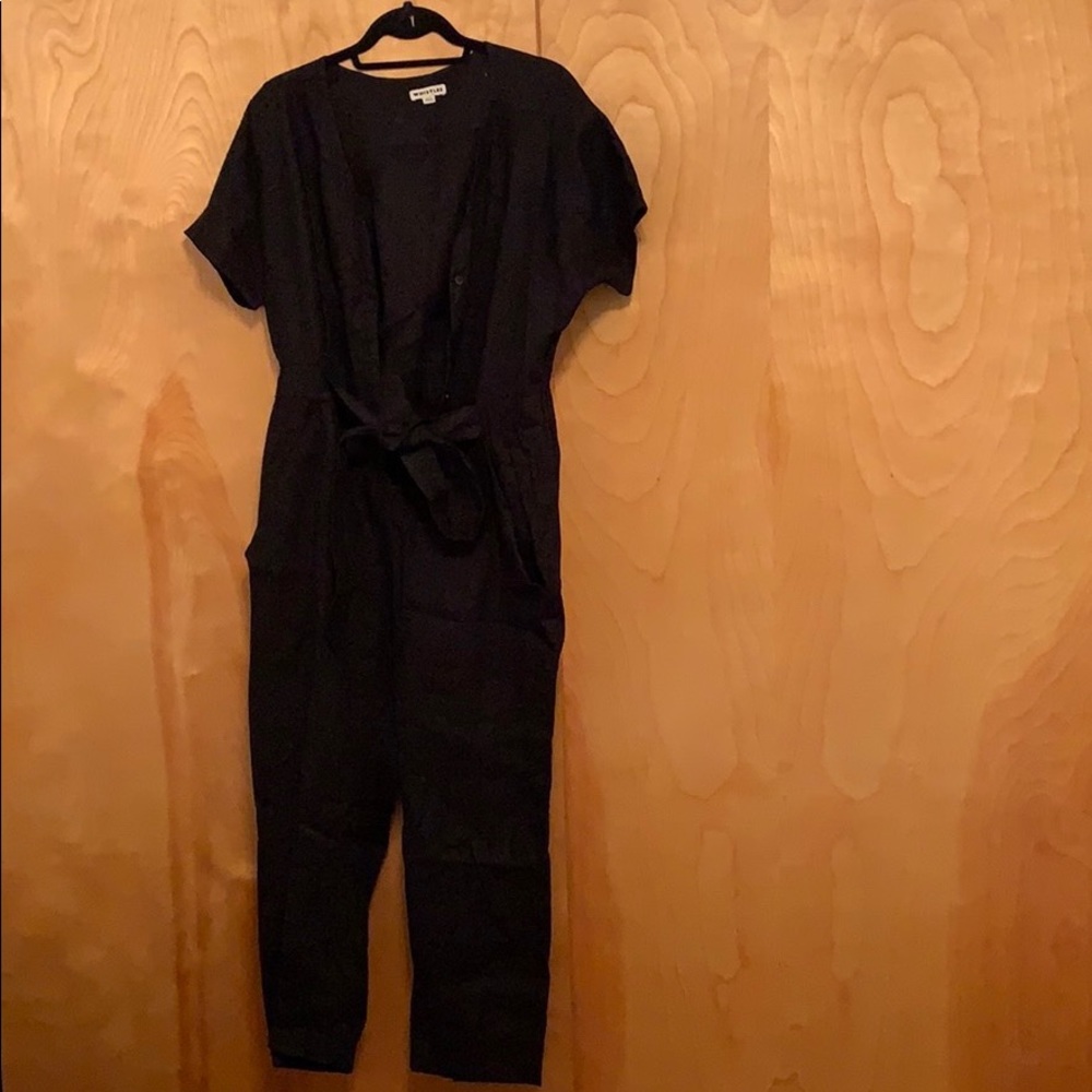 Whistles black linen romper
